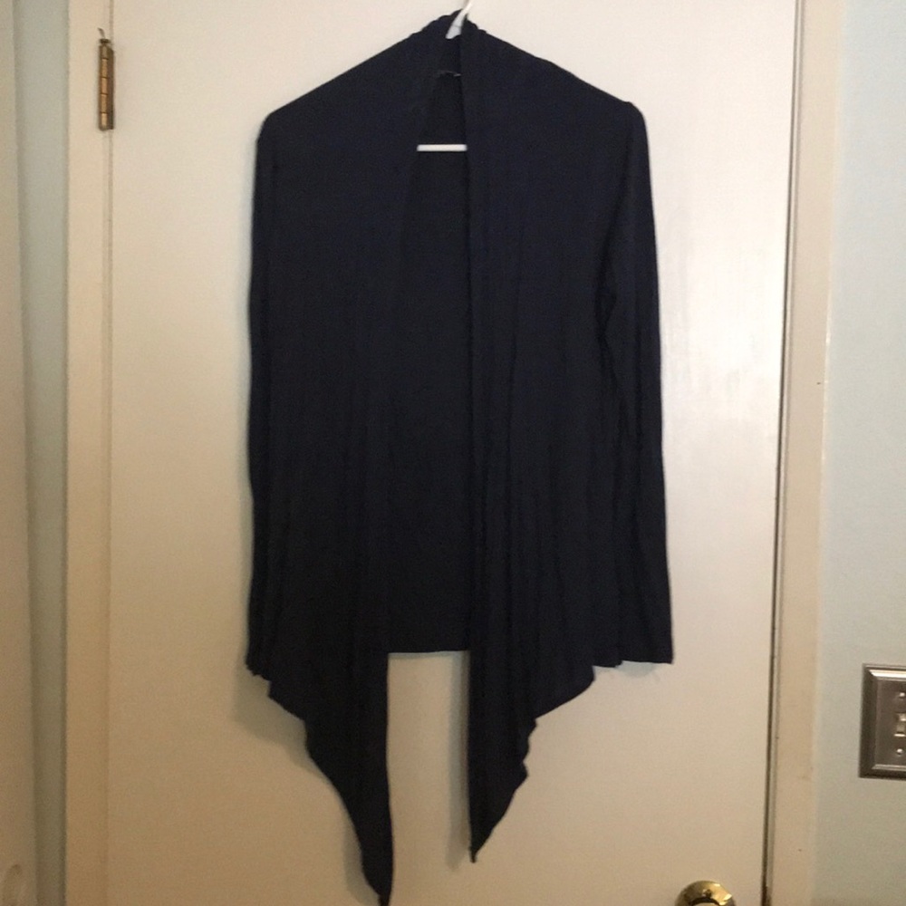 Hybrid drape front cardigan.